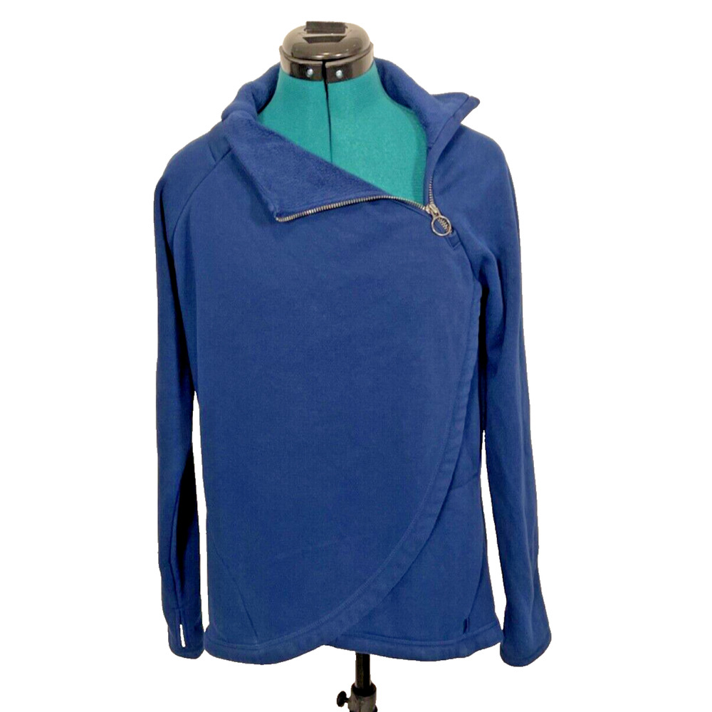 Athleta Cozy Karma Asymmetrical‎ Sweatshirt Blue Fleece Quarter Zip Size Small